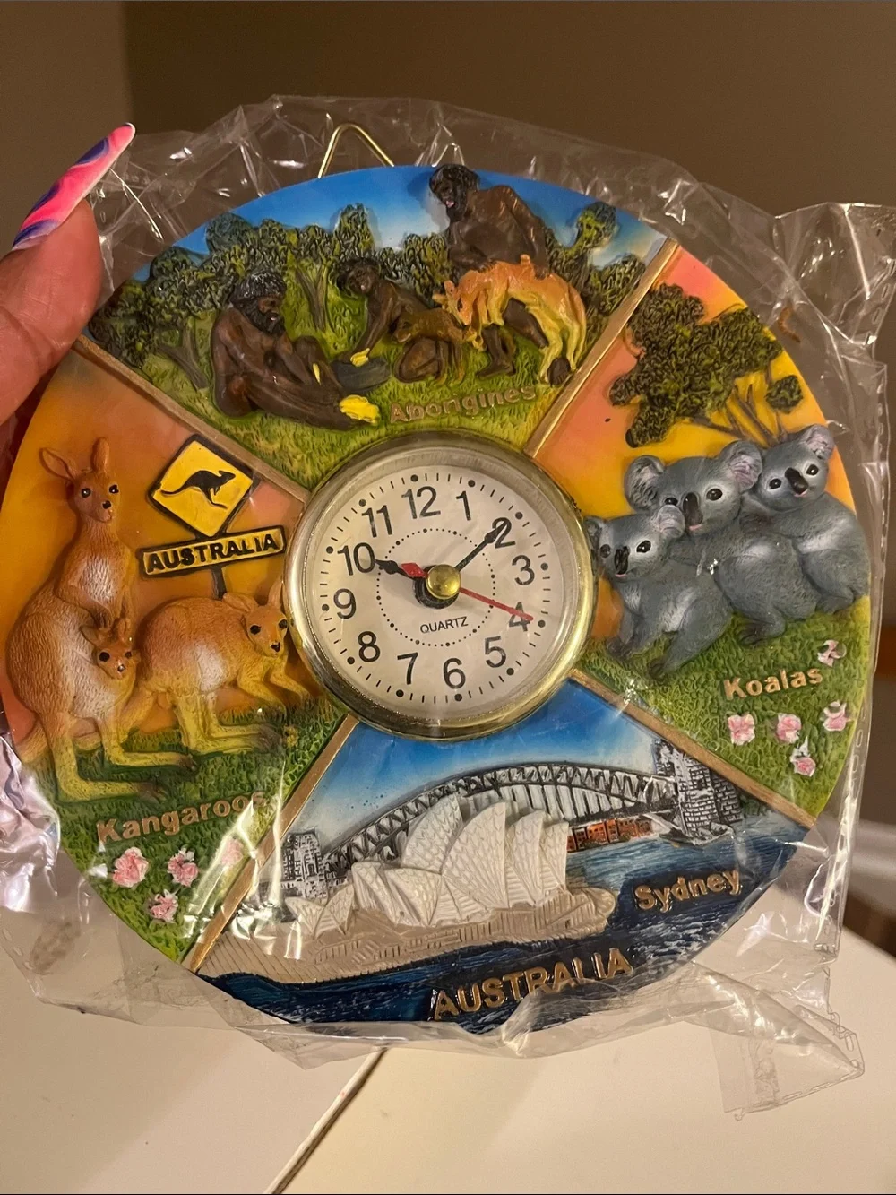Multicolor Australian Souvenir Wall Clock - Animal Panel Design